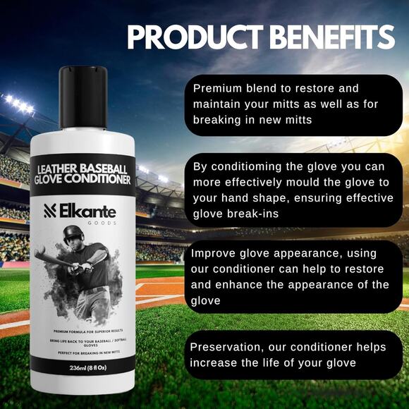 Ellkante Goods Leather Baseball Glove Conditioner, Premium Blend Baseball Glove - Picture 2 of 7